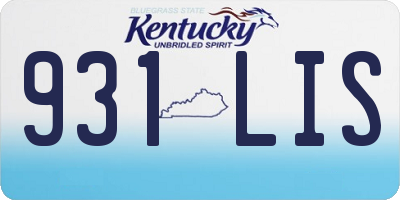 KY license plate 931LIS