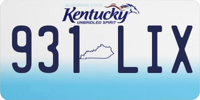 KY license plate 931LIX