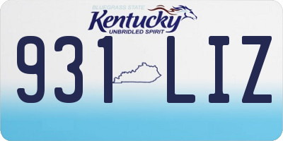 KY license plate 931LIZ