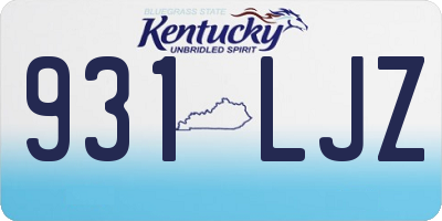 KY license plate 931LJZ