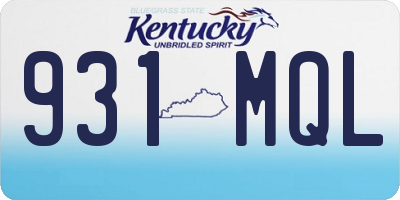 KY license plate 931MQL