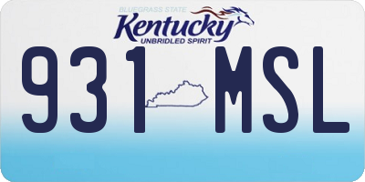 KY license plate 931MSL