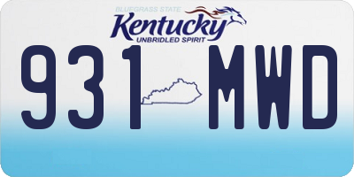 KY license plate 931MWD