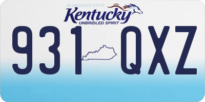 KY license plate 931QXZ