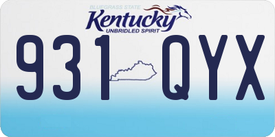 KY license plate 931QYX