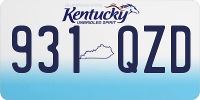 KY license plate 931QZD