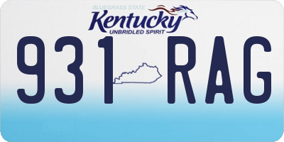 KY license plate 931RAG