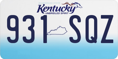 KY license plate 931SQZ