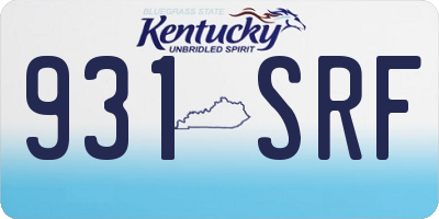 KY license plate 931SRF