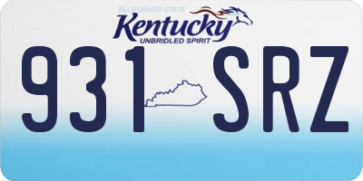 KY license plate 931SRZ