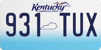 KY license plate 931TUX