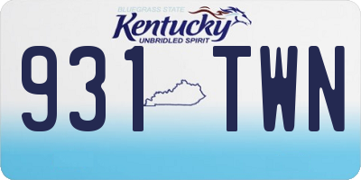 KY license plate 931TWN