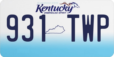 KY license plate 931TWP