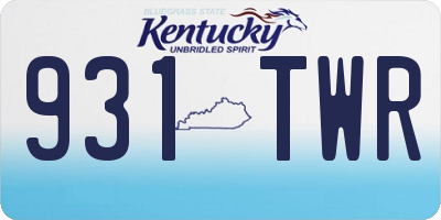 KY license plate 931TWR