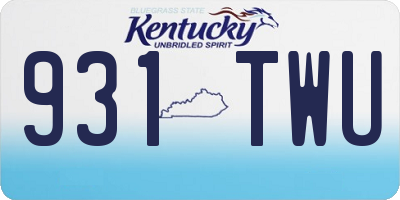 KY license plate 931TWU