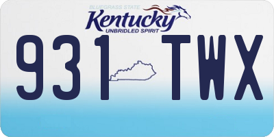 KY license plate 931TWX