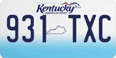 KY license plate 931TXC