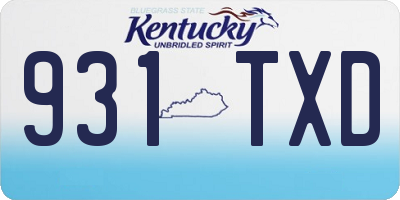 KY license plate 931TXD