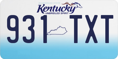 KY license plate 931TXT