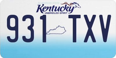 KY license plate 931TXV