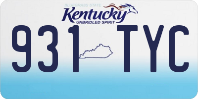 KY license plate 931TYC