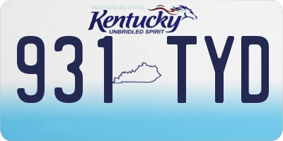KY license plate 931TYD