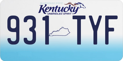 KY license plate 931TYF