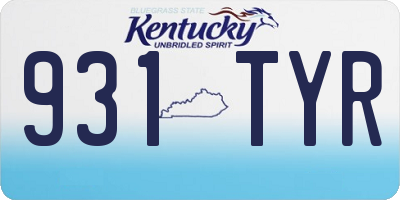 KY license plate 931TYR