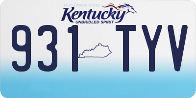 KY license plate 931TYV