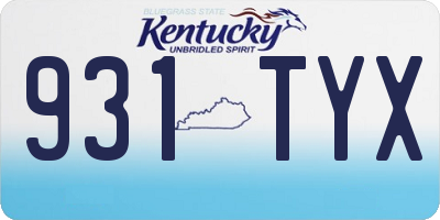 KY license plate 931TYX