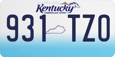 KY license plate 931TZO
