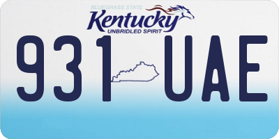 KY license plate 931UAE