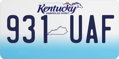 KY license plate 931UAF