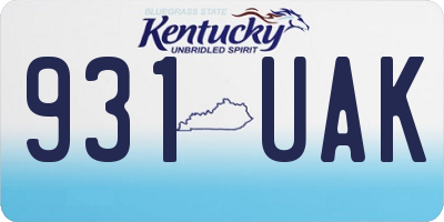 KY license plate 931UAK