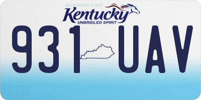 KY license plate 931UAV