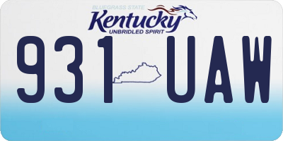 KY license plate 931UAW