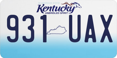 KY license plate 931UAX