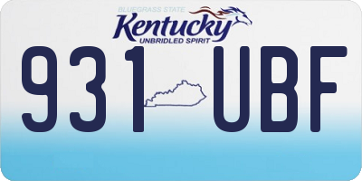 KY license plate 931UBF