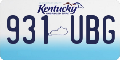 KY license plate 931UBG