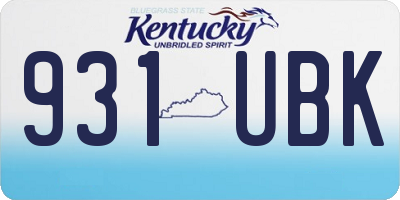 KY license plate 931UBK