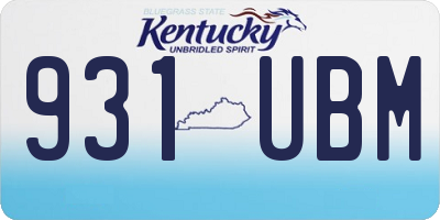 KY license plate 931UBM