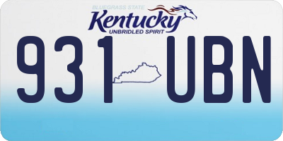 KY license plate 931UBN