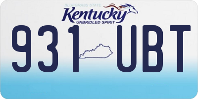 KY license plate 931UBT