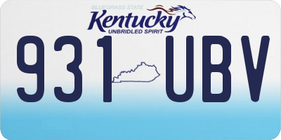 KY license plate 931UBV