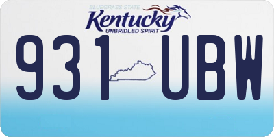 KY license plate 931UBW
