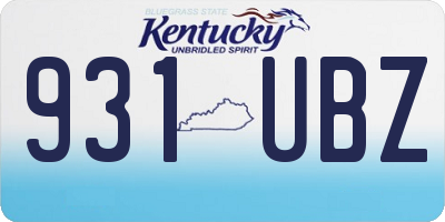 KY license plate 931UBZ