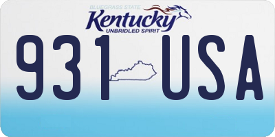 KY license plate 931USA