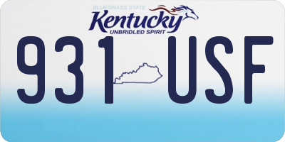 KY license plate 931USF