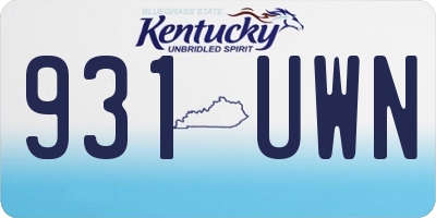 KY license plate 931UWN