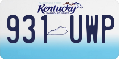 KY license plate 931UWP